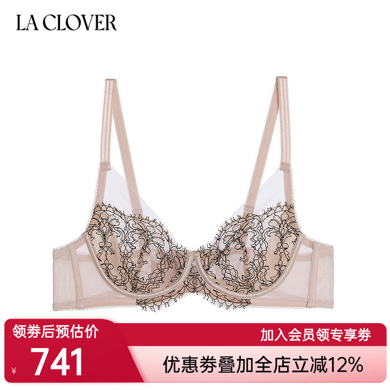 兰卡文(LA CLOVER)萌动初心系列4/4薄杯文胸蕾丝刺绣内衣LC13YX1图片