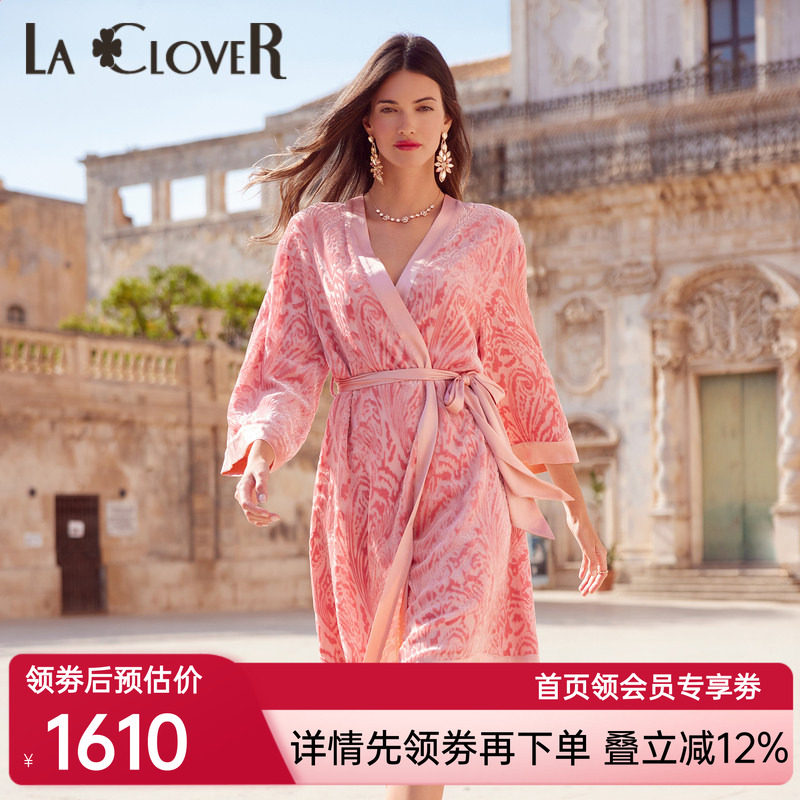 【新品】兰卡文盛放西西里系列睡袍睡衣女长款晨袍LC48UW1
