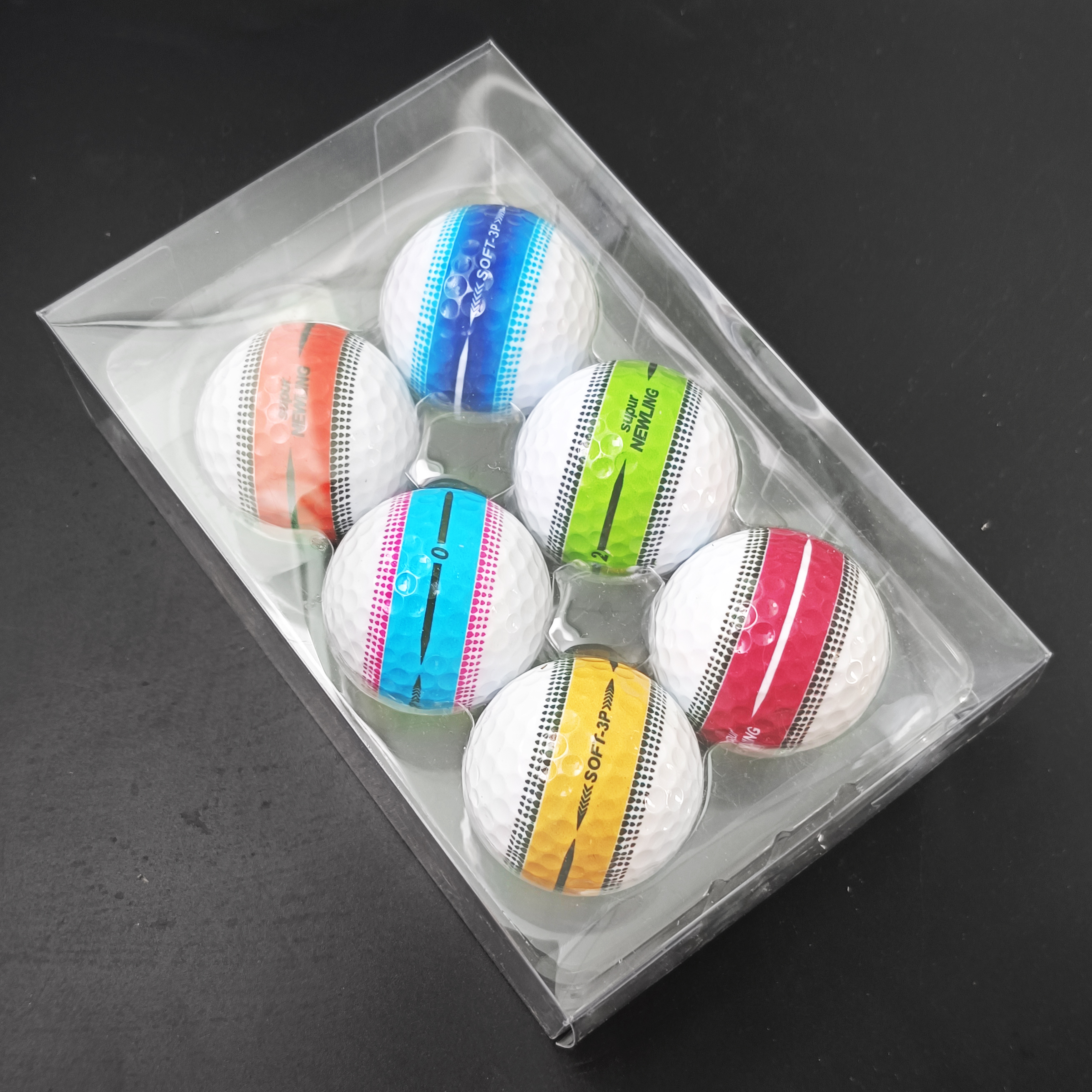 高尔夫球三层比赛球6颗透明盒装推杆线高密度大动能结构远距球