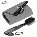 高尔夫球毛巾擦球杆布双面刷子带拉伸挂钩清洁抹布球迷运动用品