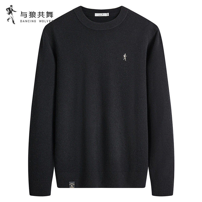 【含山羊绒】与狼共舞圆领羊毛衫男2025春季新款薄款柔软针织毛衣