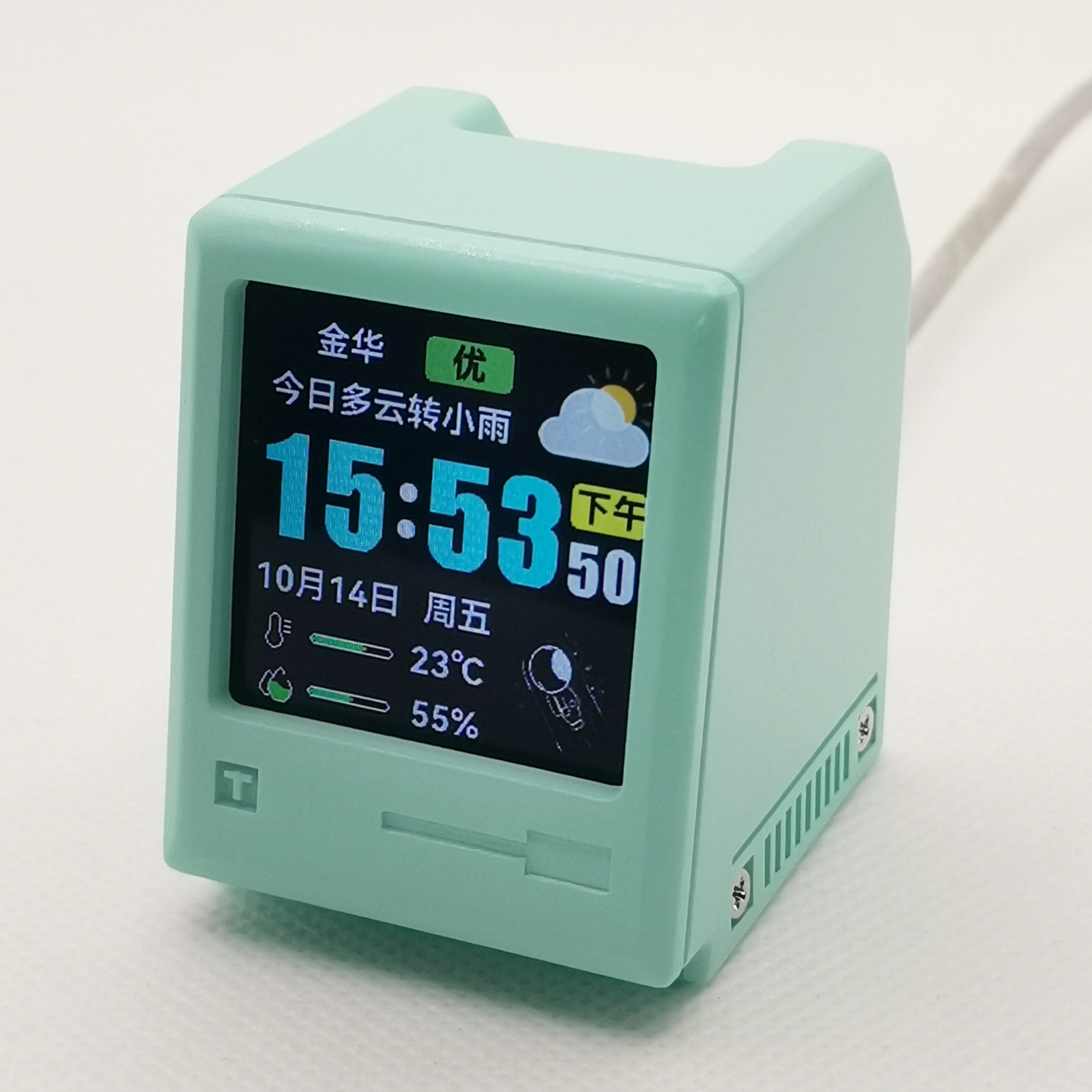 54寸 桌面复古麦金塔样式wifi天气时钟sd2-mjt weather station