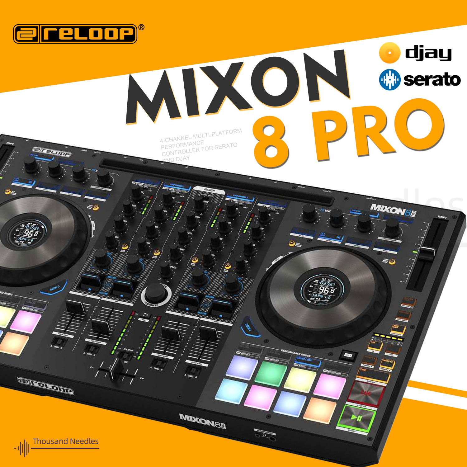 Reloop Mixon 8 Pro 数码打碟机DJ控制器serato莱恩软件DJAY iPad