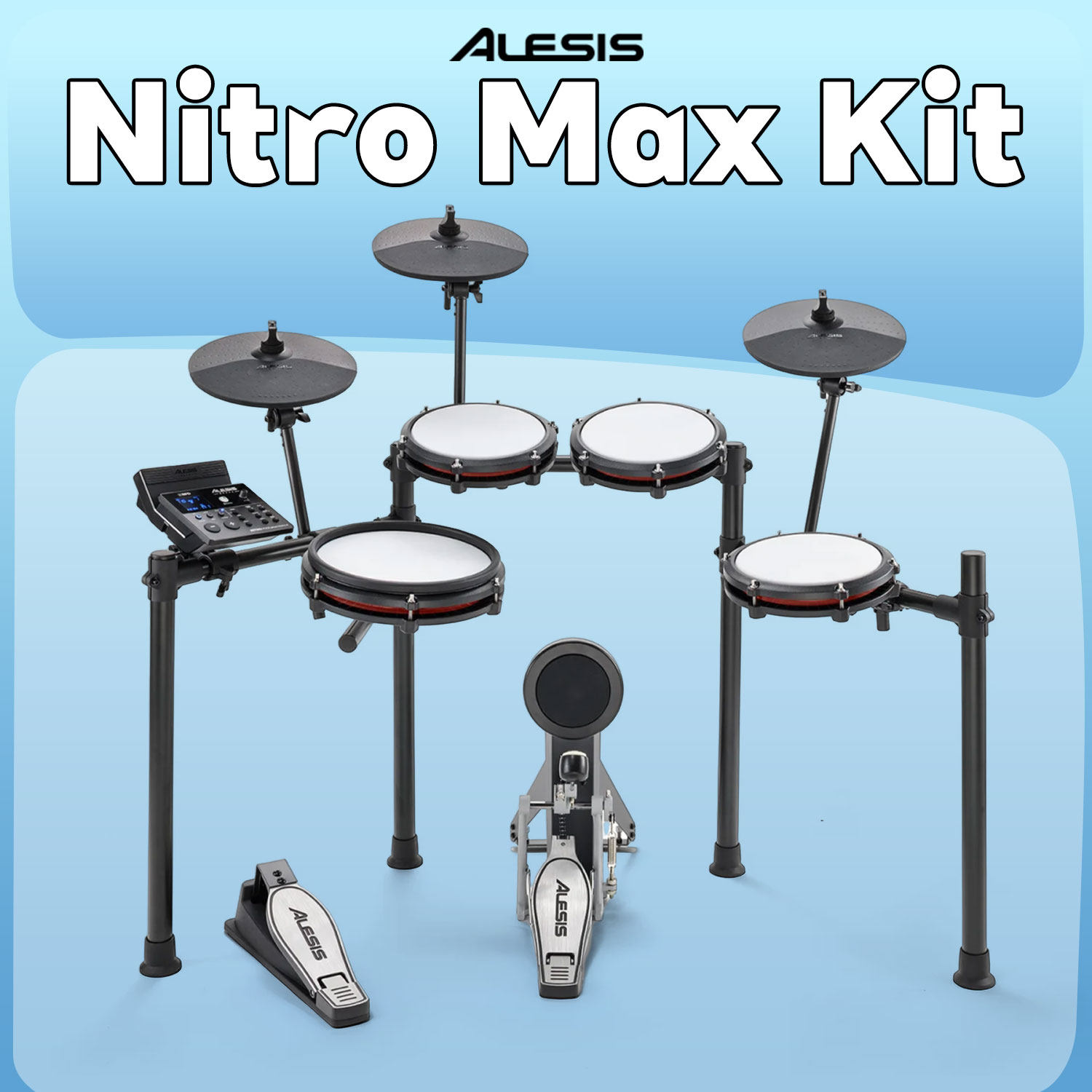 Alesis爱丽希丝NitroMax全网面电子架子鼓蓝牙初学者专业静音电鼓