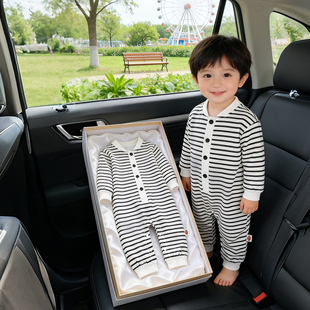 婴儿衣服春季男宝宝连体衣薄款长袖女童哈衣洋气春秋款纯棉外出服