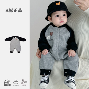 春秋款男女宝宝纯棉衣服薄款外出休闲长袖婴儿连体衣新生儿包屁衣