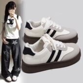 德训鞋 潮 百搭学生软底运动休复古闲板鞋 超轻厚底女2026新款 阿甘鞋