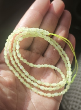 捡漏天然和田玉黄口料手链手串晴水玉玉珠挂绳米珠圆珠吊坠绳精品