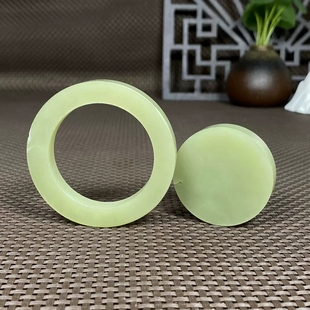 黄玉毛圈玉镯和田玉山料青黄口玉手镯半成品玉石镯子促销D28超值