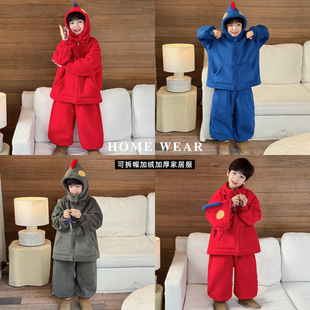 cookie kids 冬季款 中小儿童个性奥特曼加厚家居服连帽外套睡衣