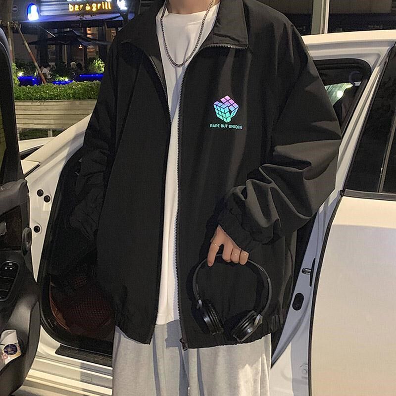 春秋季外套男韩版棒球服潮流百搭反光ins休闲宽松夹克潮牌上衣服