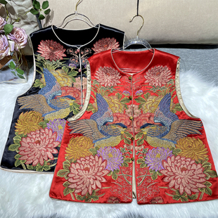 醋酸重工刺绣手工钉珠高级感马甲马夹上衣 新中式 喜鹊迎春2.0