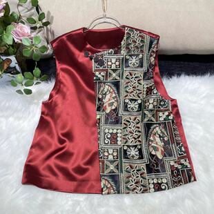 【骏马送福】新中式国风重磅醋酸重工刺绣高级感撞色马甲马夹