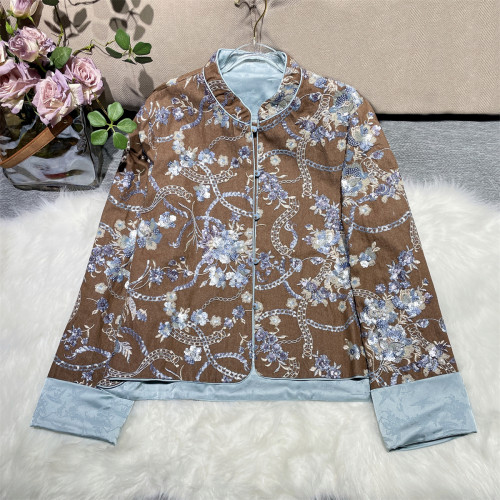 黄裳子牛仔重工刺绣钉珠中式外套