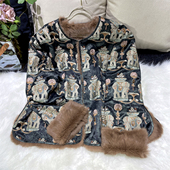 新中式 宠粉福利 万象更新 醋酸刺绣兔毛皮草皮毛一体双面穿外套