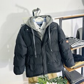 班尼路秋冬季 休闲棉衣男女港风宽松大码 假两件连帽外套潮流情侣潮