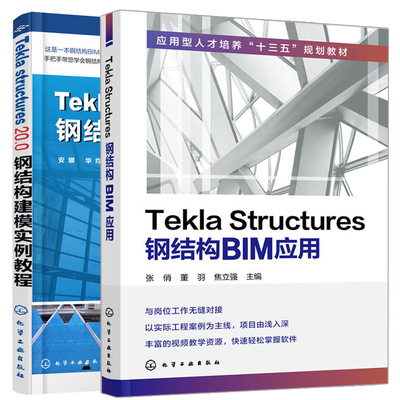 Tekla Structures钢结构BIM应用+TeklaStructures20.0钢结构建模实例教程 2册 tekla软件教程装配式钢结构 钢结构详图设计图书籍