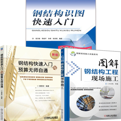 钢结构识图快速入门+钢结构快速入门与预算无师自通+图解钢结构工程现场施工 建筑钢结构安装工程量计算 设计造价师指导教程书