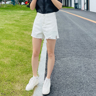 SG圣格瑞拉品牌牛仔短裤S314K2010女士水洗高腰常规短裤浅色