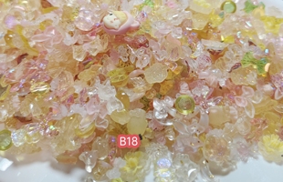 B18粉黄色系混美甲树脂贴片配件配饰手工diy材料滴胶奶油胶咕卡夹