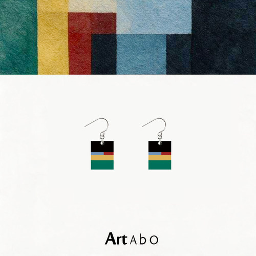 积木檀】ArtAbO艺术耳环新中式天然黑檀木高街抽象礼特色贴花
