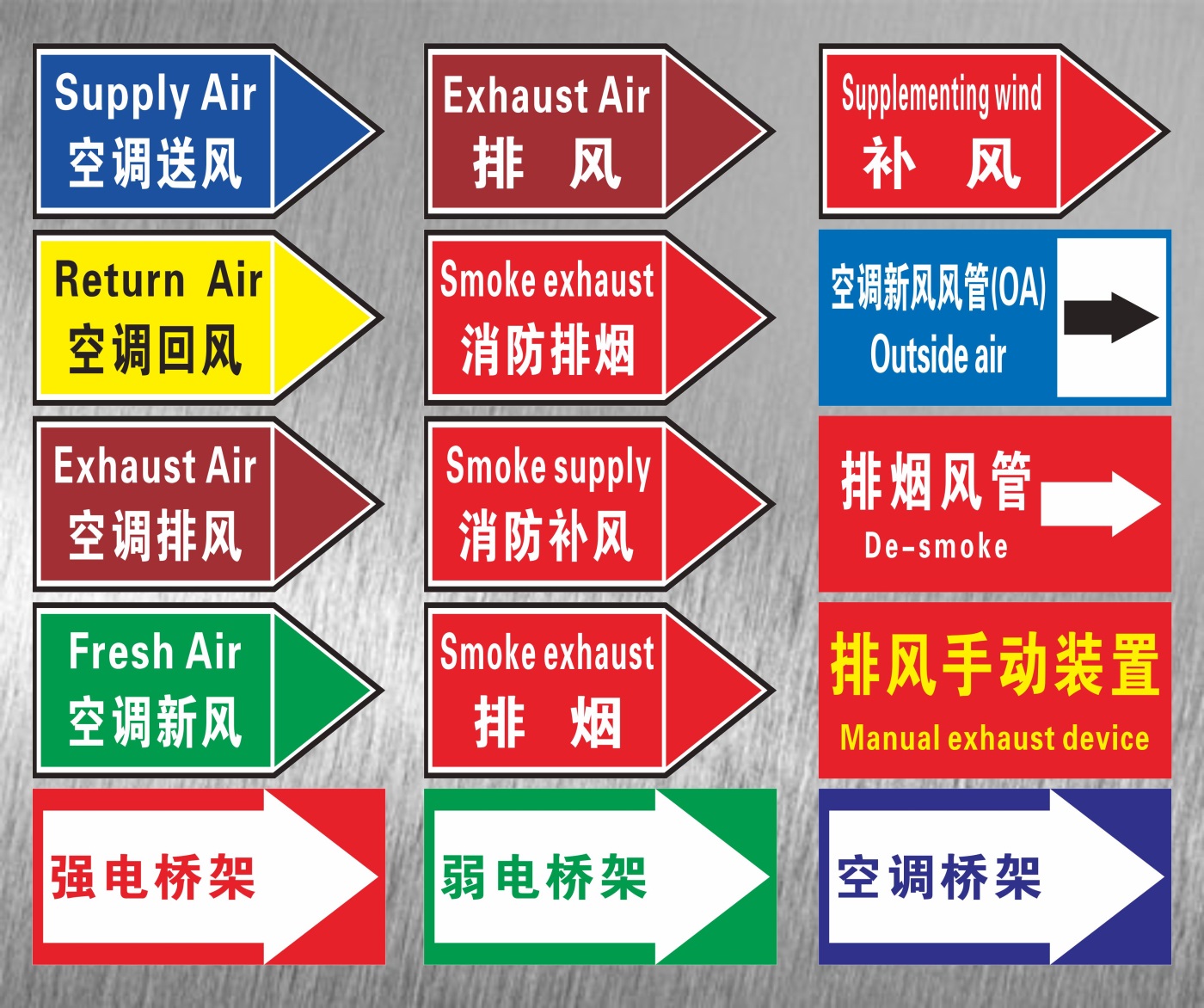 定做管道空调手动消防标识贴
