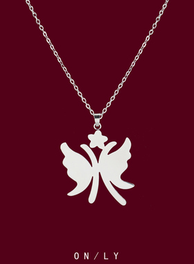 韩系银色蝴蝶吊坠项链女轻奢高级感2026新款百搭长款毛衣链配饰品