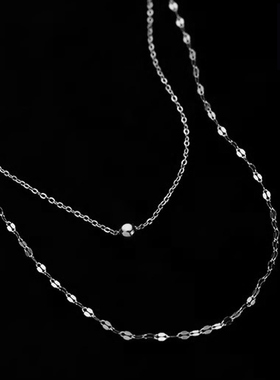 经典小金豆锁骨链银色转运珠项链简约圆珠choker颈链女双层叠戴潮