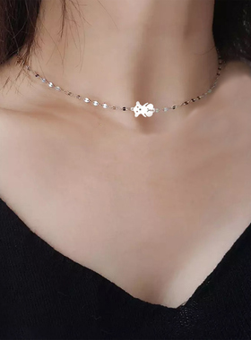 水洗不掉色可爱小熊项链女小众轻奢幸运锁骨链颈链送女友生日礼物