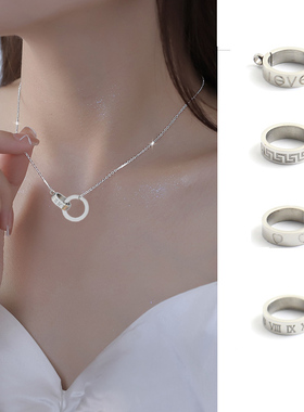 极简双环项链女2026新款爆款轻奢小众设计高级感锁骨链礼物不掉色