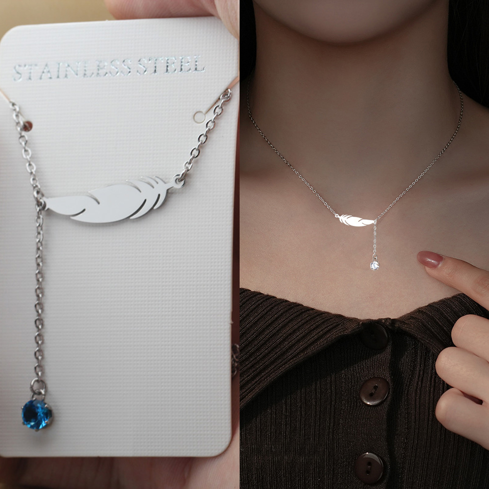 羽毛项链女生锁骨链女送女友闺蜜生日礼物吊坠配饰设计感高级-M9