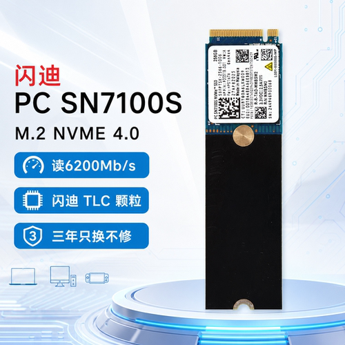 闪迪SN7100S TLC 256G M.2 2280 NVME 4.0笔记本台式电脑固态硬盘