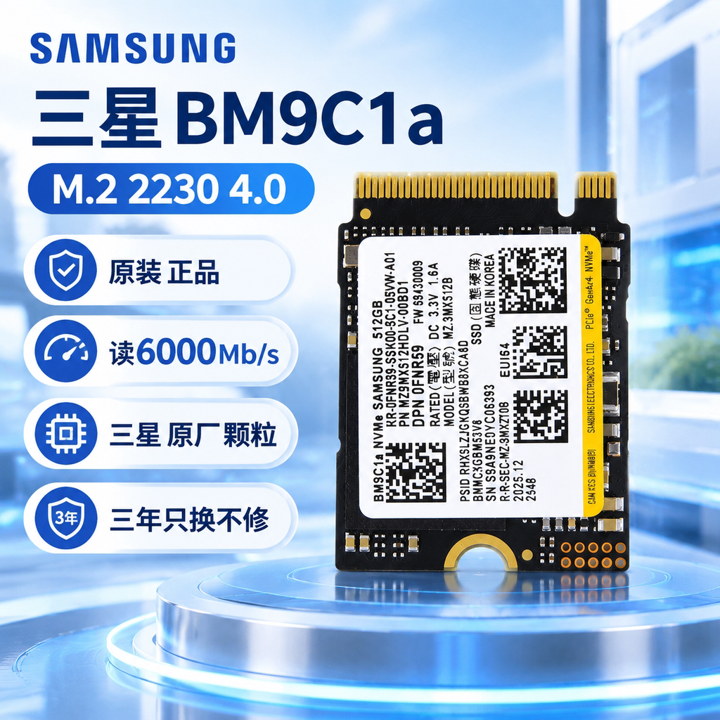 三星BM9C1a M.2 2230 NVME 4.0 笔记本游戏掌机 SSD固态硬盘512G