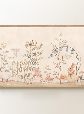 复古花卉童话世界儿童房梦幻般粉色装饰画客厅卧室玄关挂画画芯