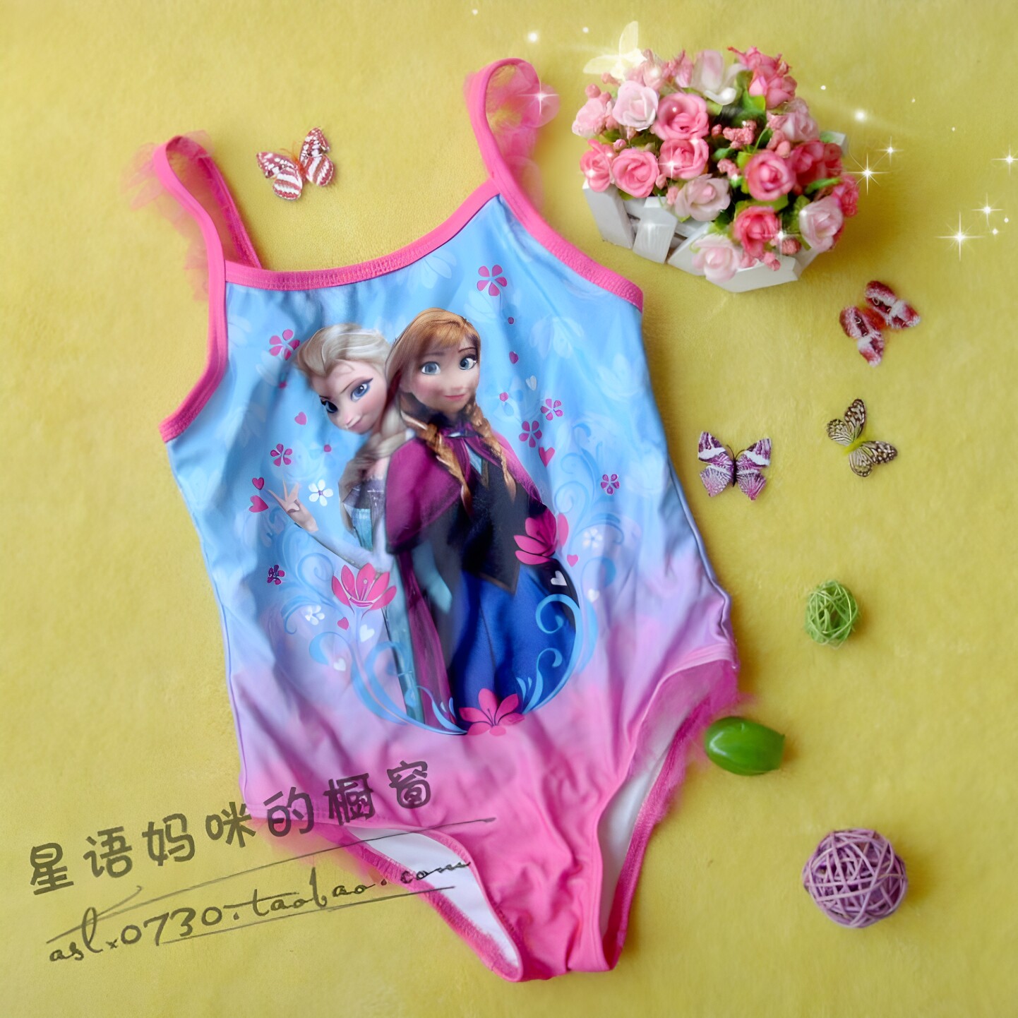 出口宝宝女童儿童三角连体衣泳衣泳装泳服3-5岁2254