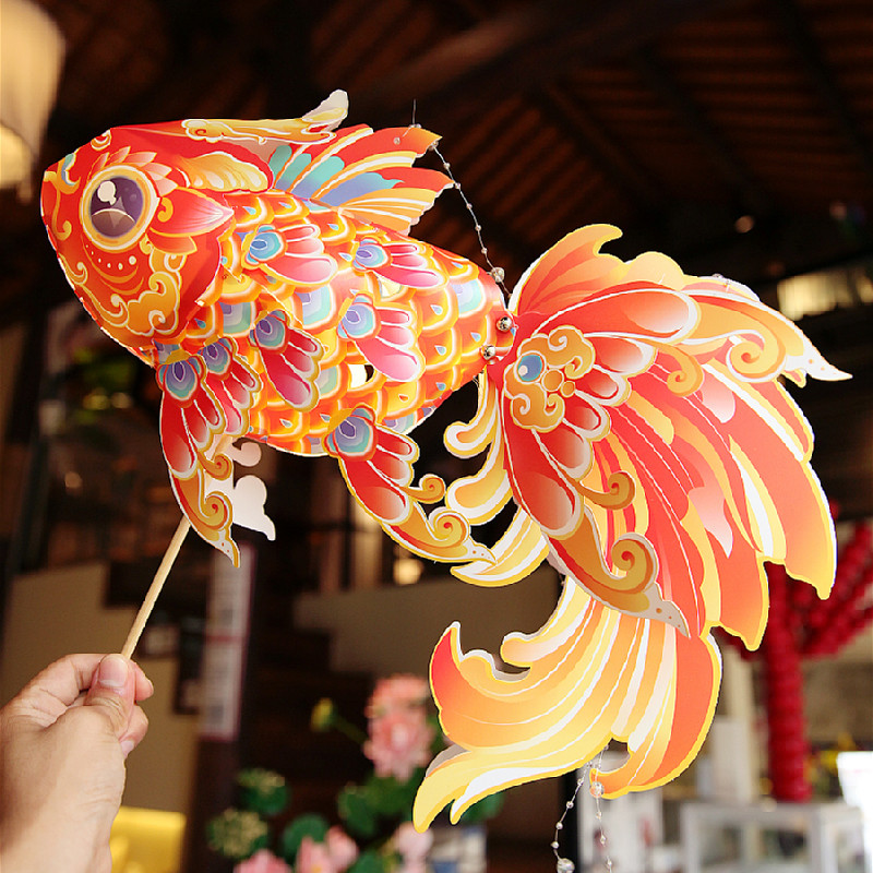 非遗玲珑鱼灯手工diy材料包灯笼