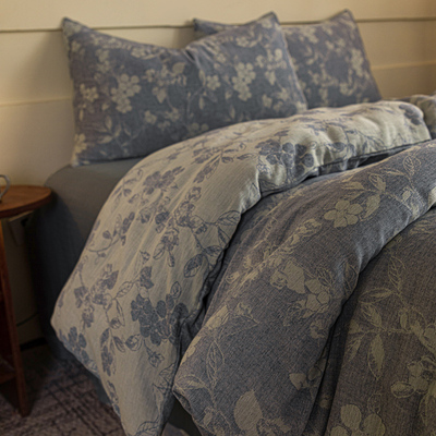 复古风全棉色织双层纱提花四件套