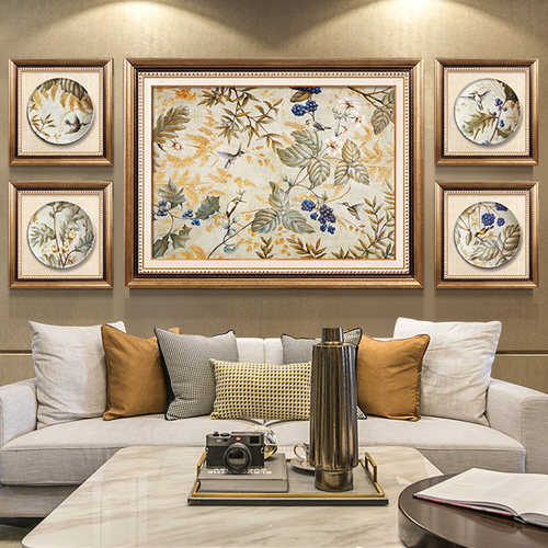 装饰画客厅沙发背景墙简美复古