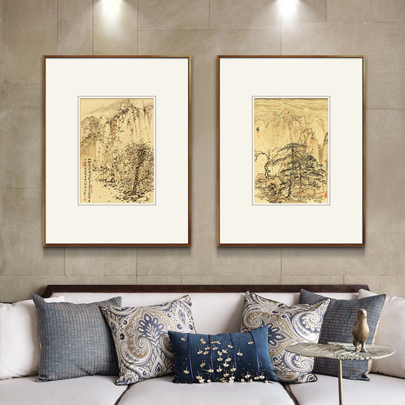 现代新中式客厅沙发背景墙装饰画书房山水挂画茶室办公室意境字画
