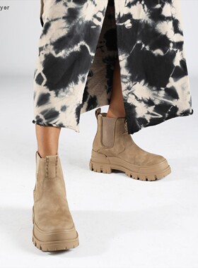 【TT Heavi】直邮代购 麂皮毛绒内胆厚底短筒切尔西棉女靴 25秋冬