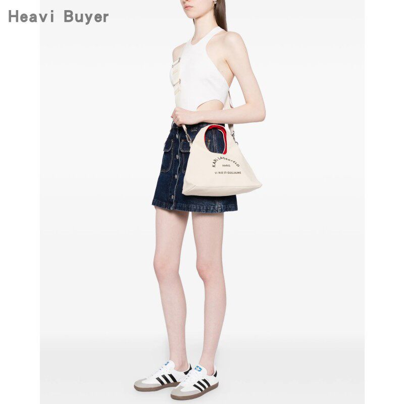 Karl Lagerfeld 直邮代购 帆布拼接色三角形字母托特女包 26春夏