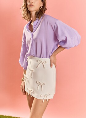 【TT Heavi】直邮代购 涤纶蝴蝶结高腰A字短款女半身裙 26春夏