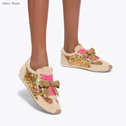 【国内现货】Kurt Geiger 麂皮彩亮片水钻蝴蝶结女德训鞋 26春夏
