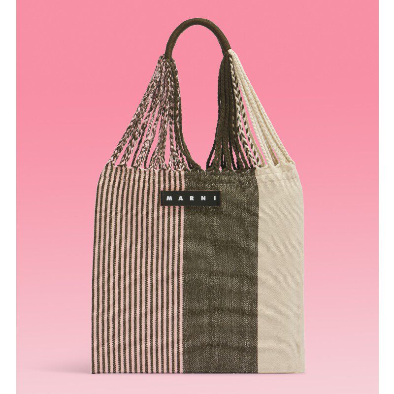 Marni Market 直邮代购 棉布条纹吊床菜篮子托特女包 25秋冬