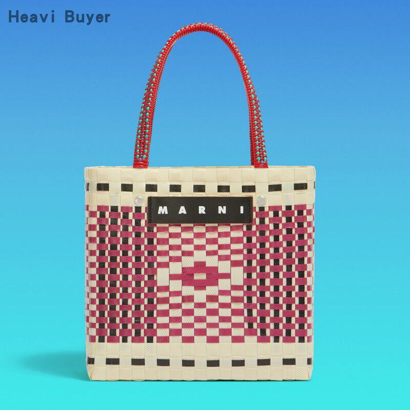 Marni Market 直邮代购 尼龙编织拼接棋盘菱格菜篮子女包 26春夏