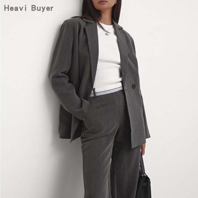 【TT Heavi】直邮代购 聚纤后背单排扣开叉宽松中长女西装 25秋冬