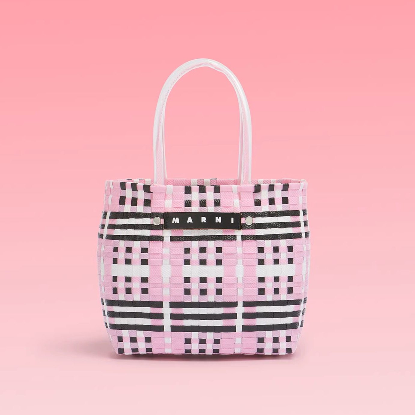 Marni Market 直邮代购 尼龙编织透明手柄花色菜篮子女包 25春夏