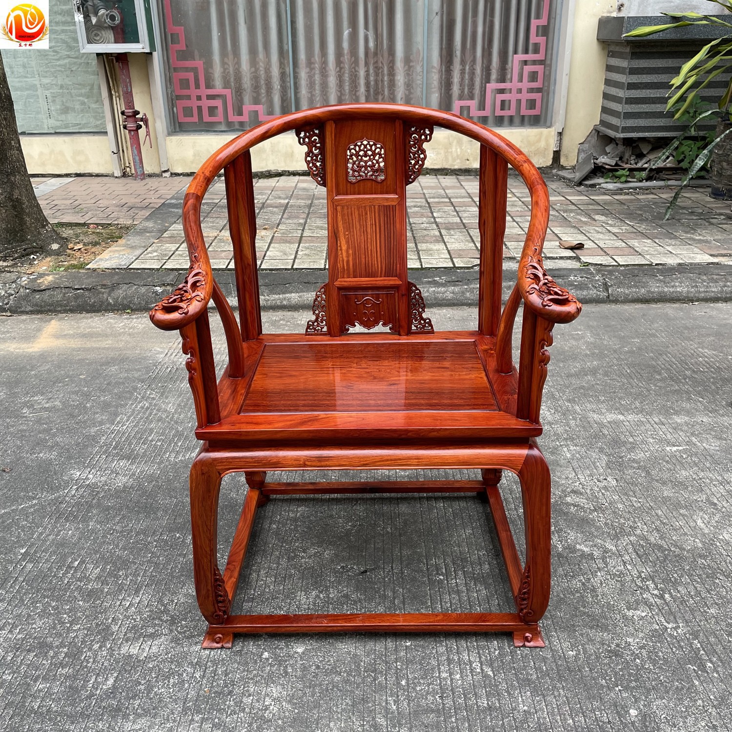 缅甸花梨木大果紫檀皇宫椅子主人椅子书房椅子红木椅子茶台椅独板