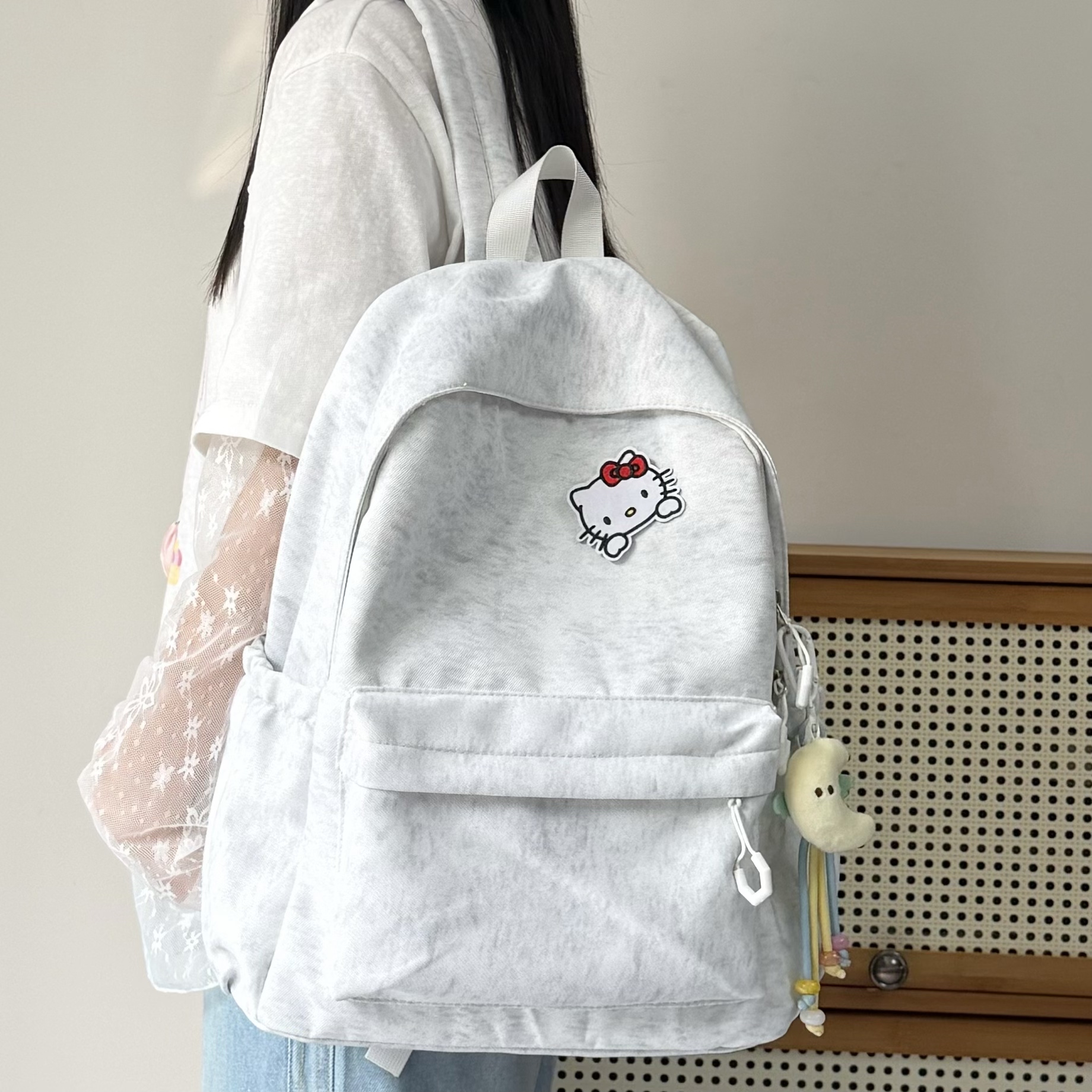 鑫达诺扎染春色书包女大学生简约百搭高级感背包日系ins双肩包