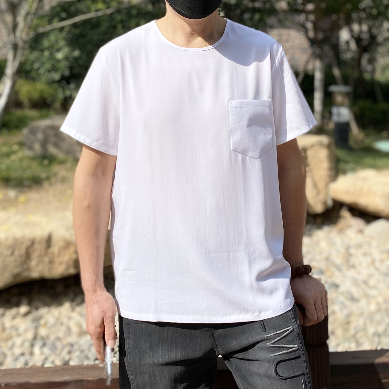 棉绸男装汗衫中老年半士短袖